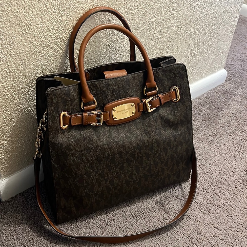 Michael Kors Brown Leather Hamilton Tote